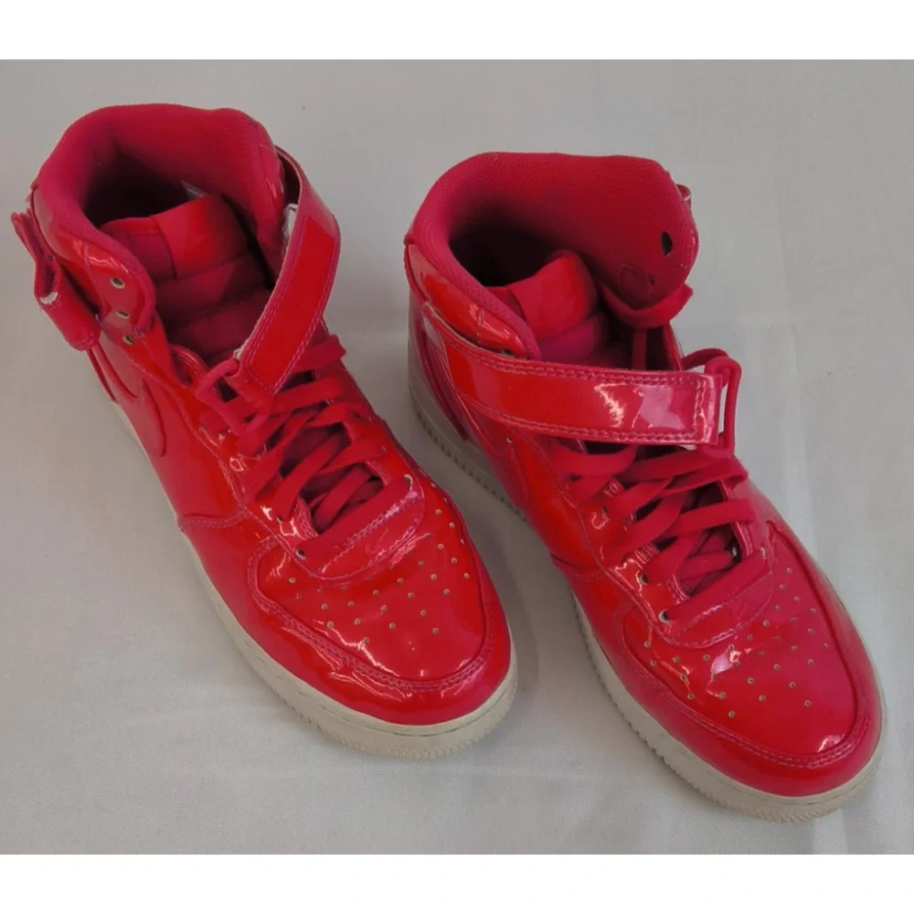 Nike Airforce 1 Sneakers High Patent Red Sparkle Men's 8.5 D 2018 #W5265